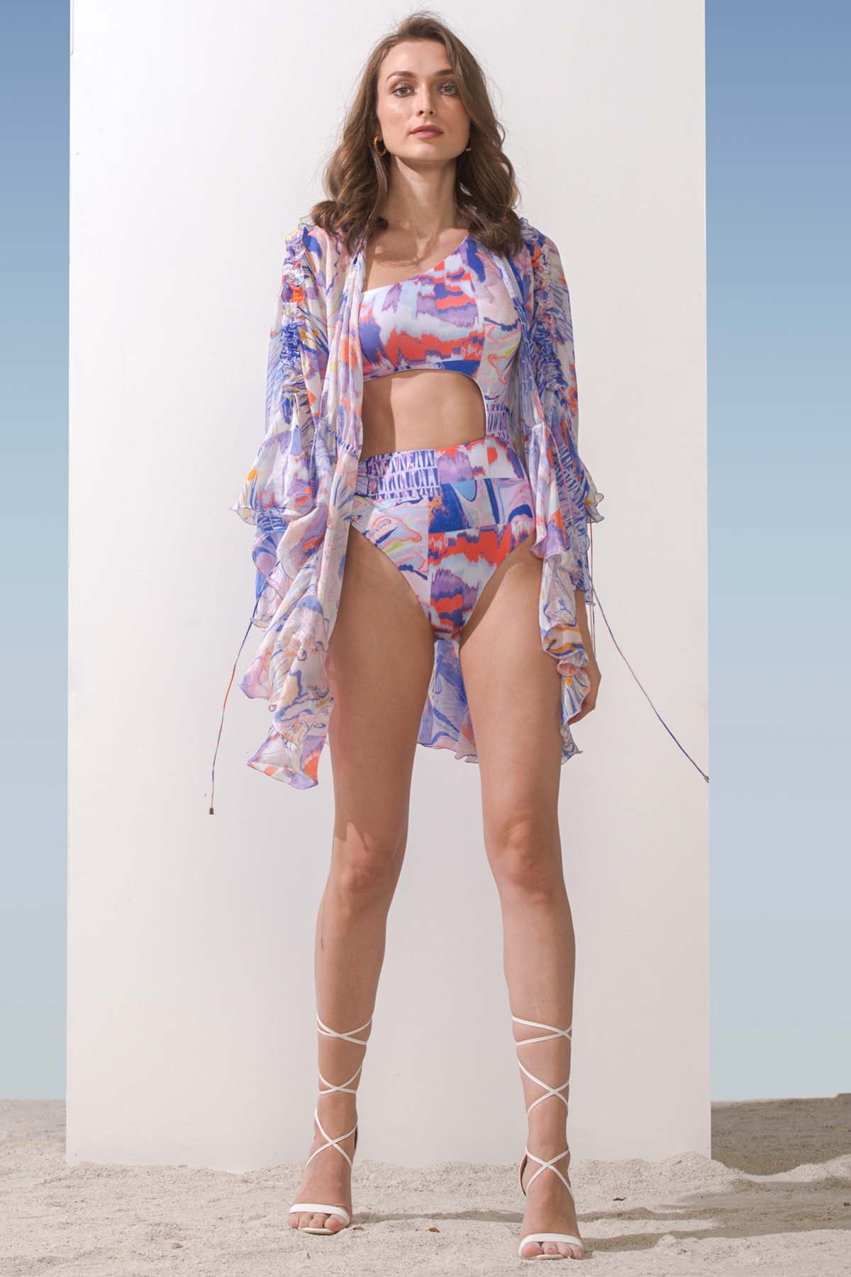 Buy Marbling Printed Fusion Set by Mandira Wirk